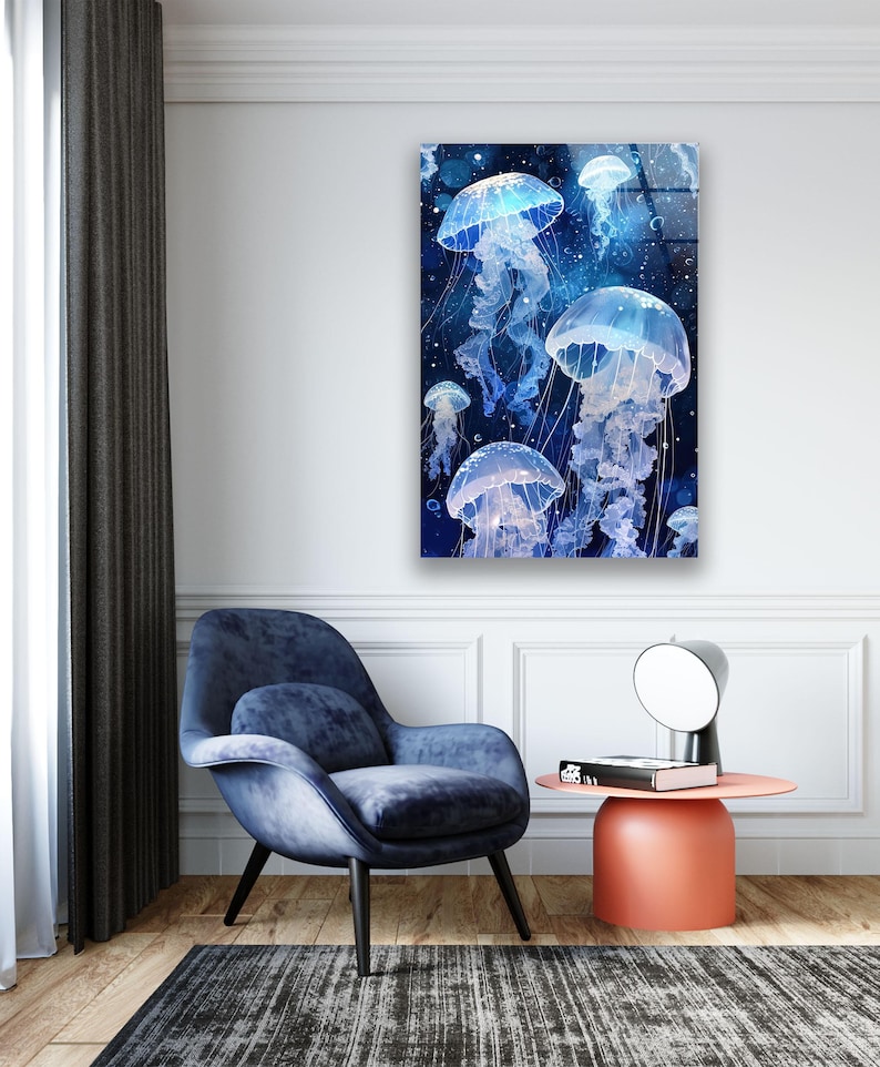 a room with a chair and a painting on the wall