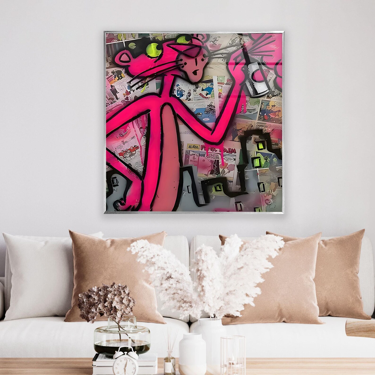 The Pink Panther Street Art Spray Painting Graffiti Glass Panels