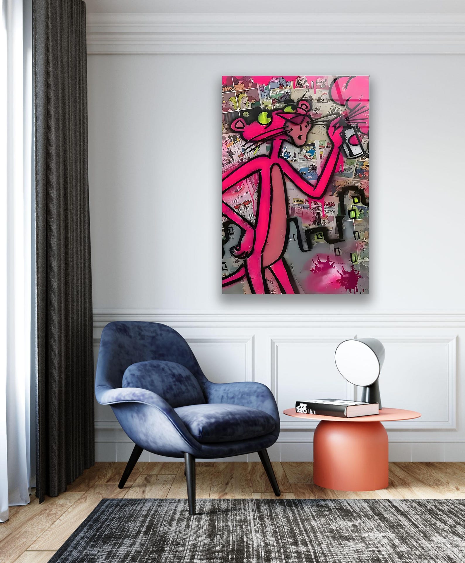 The Pink Panther Street Art Spray Painting Graffiti Glass Panels