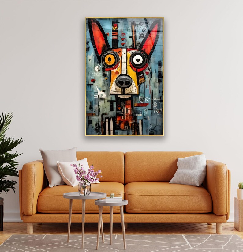 Lintner Doberman Dog Wall Art Glass Wall Decor for Living Room Large