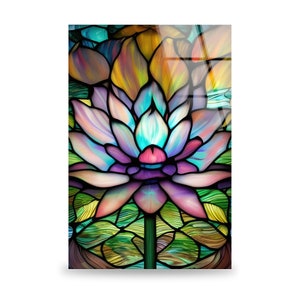 Flower Stained Wall Art, Tempered Glass Wall Art, Flower Glass Glass Glass Printing, Floral Wall Art