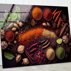 Spices Wall Art Kitchen Wall Art Herbs, Tempered Glass Wall Art, Kitchen Glass Glass Glass Printing