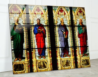 Tempered Glass Wall Art: Stained Glass Style Christian Decor