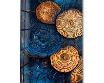 Blue Wood Rings Tempered Glass Wall Art – Tree Trunk Print
