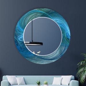 Gold Frame Round Wall Mirror: Tempered Glass, Modern Decor
