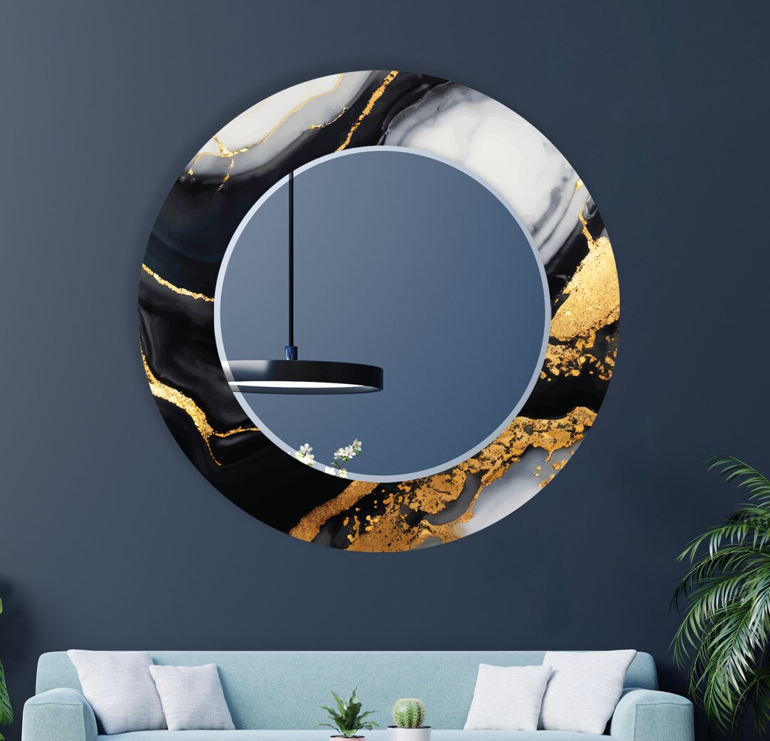 Golden Round Wall Mirror for Bathroomblack Mirror Wall Decor for