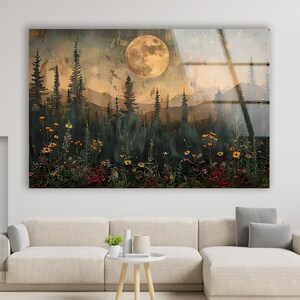 Tempered Glass Forest Landscape Wall Art: Modern Living Room Decor