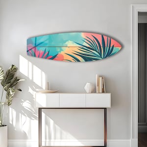 Tempered Glass Surfboard Wall Art: Tropical Decor