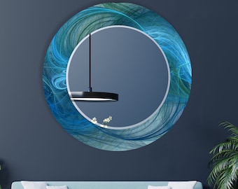 Gold Frame Round Wall Mirror: Tempered Glass, Modern Decor