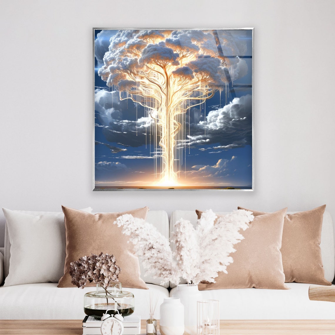 Mystical Tree of Life Containing Light Large Glass Wall Art Glass