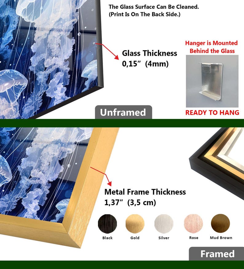 a picture frame with a picture of jellyfish in it