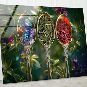 Spoon Spice Wall Art, Tempered Glass Wall Art, Indian Spice Glass Printing Art, Spices Wall Art, Kitchen Herbs Spice Decor