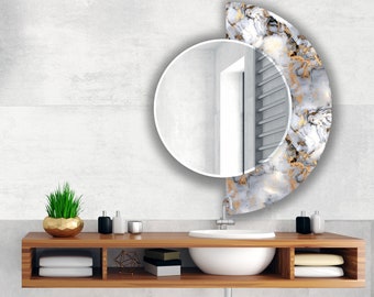 Halbkreisspiegel-Asymmetrischer Spiegel-Geometrischer Spiegel-Handgefertigter Spiegel auf gehärtetem Glas-Eingangsbereich-Flurspiegel-Runder Spiegel für Badezimmer
