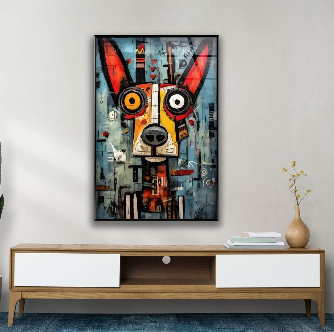 Lintner Doberman Dog Wall Art Glass Wall Decor for Living Room Large