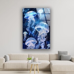 a living room with a couch and a painting on the wall