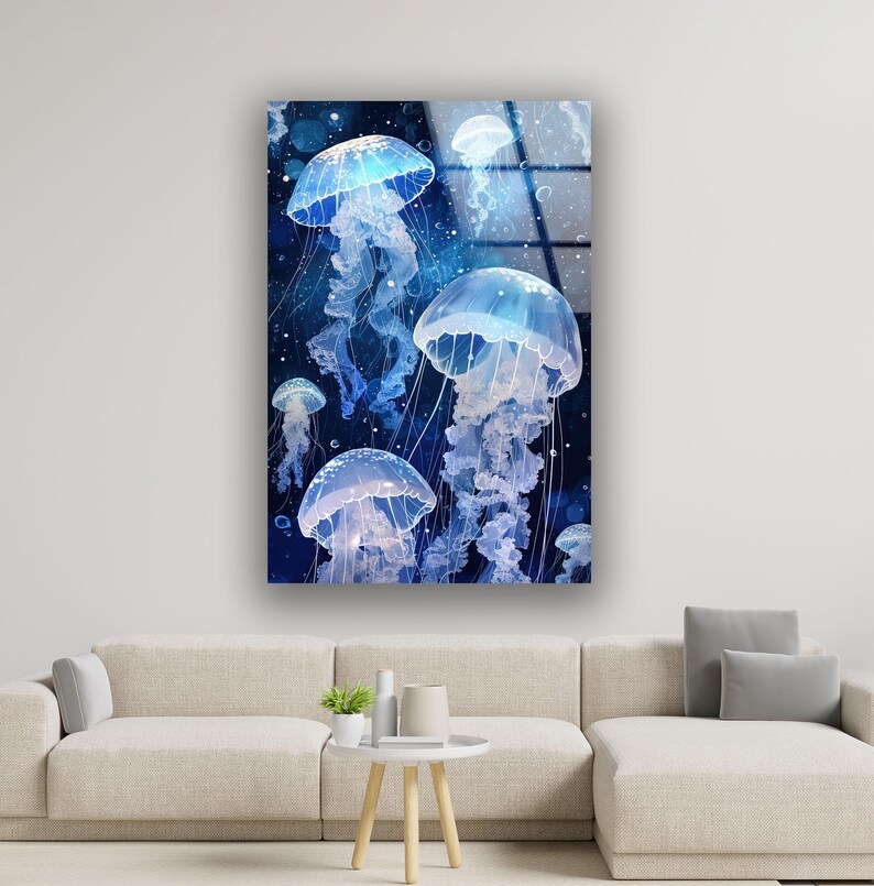 a living room with a couch and a painting on the wall