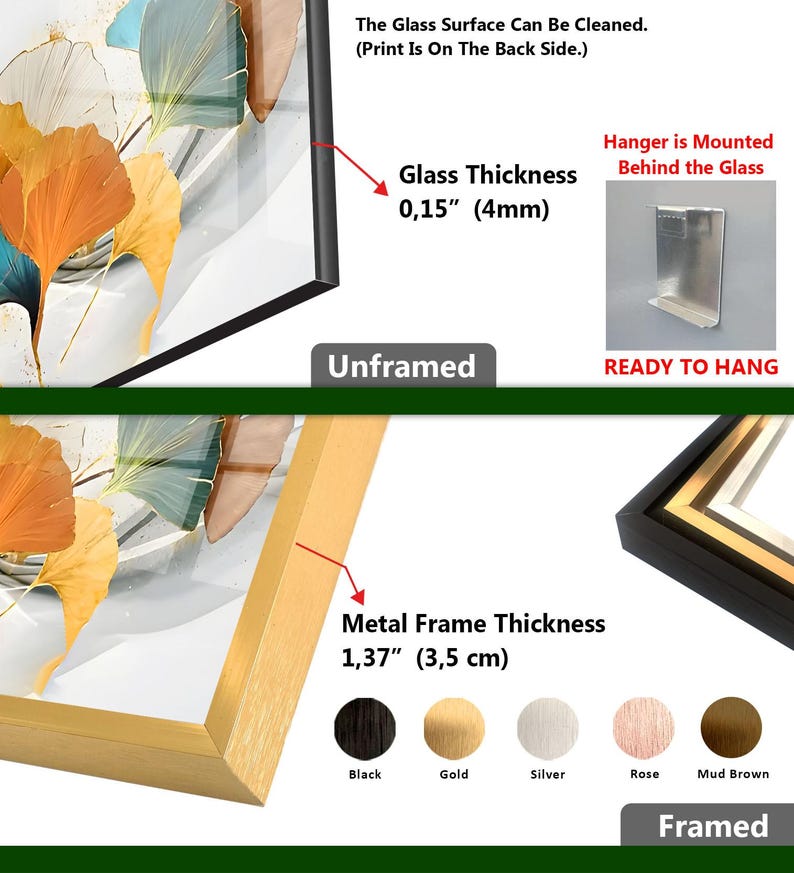 Blue Green Yellow Gold Plant Leaf Nordic Colored Glass Artwork Glass