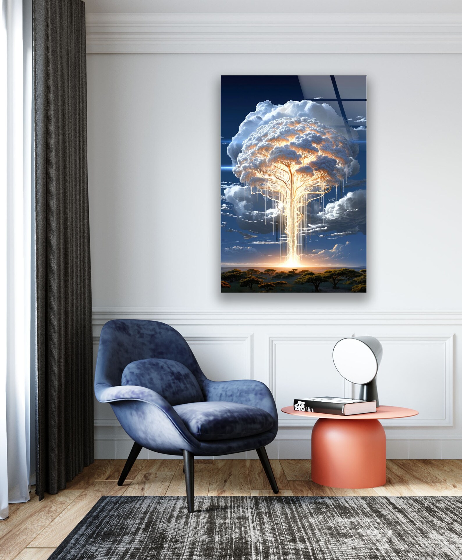 Mystical Tree of Life Containing Light Large Glass Wall Art Glass