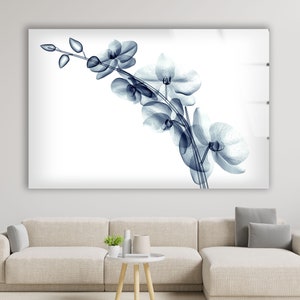Floral Glass Wall Art ,  Tempered Glass Hanging Decor for Living Room ,  Large Nature Flower Prints ,  Modern Wall Decor