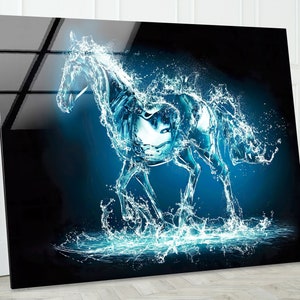 Tempered Glass Horse Wall Art: Large Abstract Print