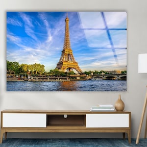 Paris Eiffel Tower Glass Painting Wall Art-Glass Printing -Tempered Glass Wall Art-Glass Wall Decor-Paris Eiffel View Decorative Glass Art