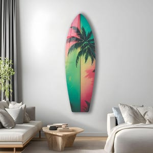 Tempered Glass Surfboard Wall Art: Tropical Decor
