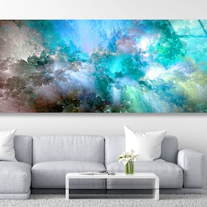 Abstract Ocean Blue Tempered Glass Wall Art: Modern Home Decor