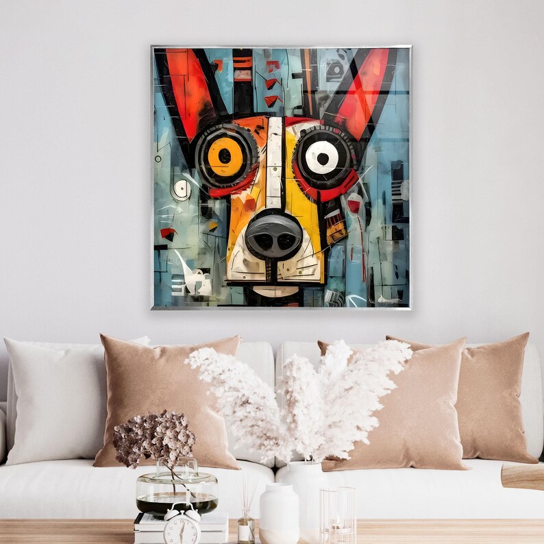 Lintner Doberman Dog Wall Art Glass Wall Decor for Living Room Large