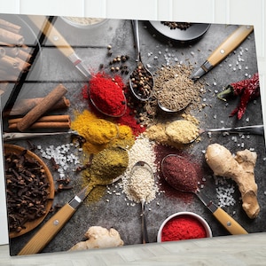 Tempered Glass Wall Art, Kitchen Glass Glass Printing, Herbs Wall Art Spices Wall Art, Kitchen Wall Art