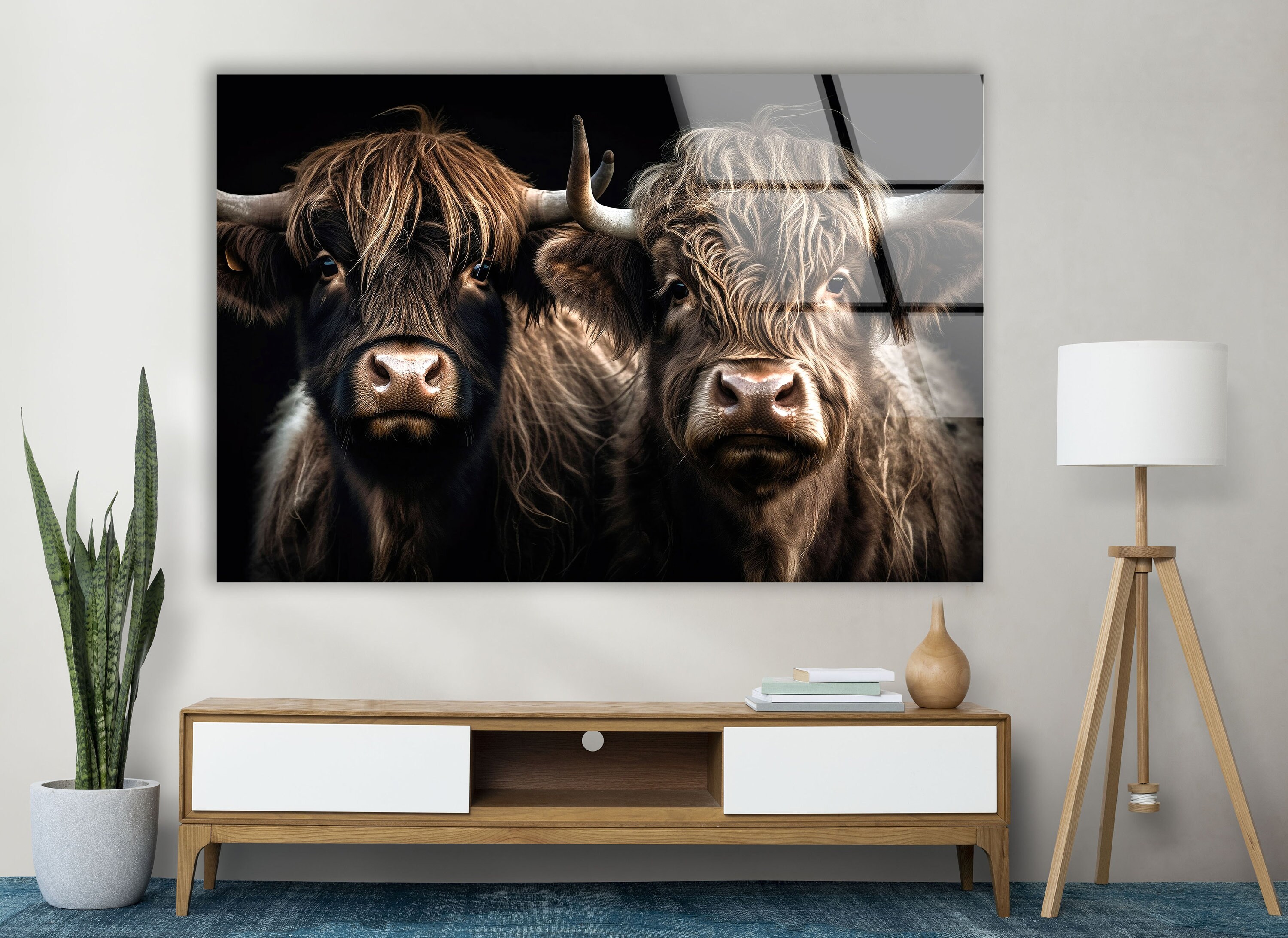 Rustic Cow Highland Cow Farmhouse Decorscottish Cow Wall Arttempered
