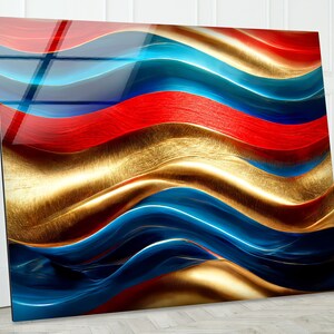 Gold Abstract Tempered Glass Wall Art: Modern Extra Large Print
