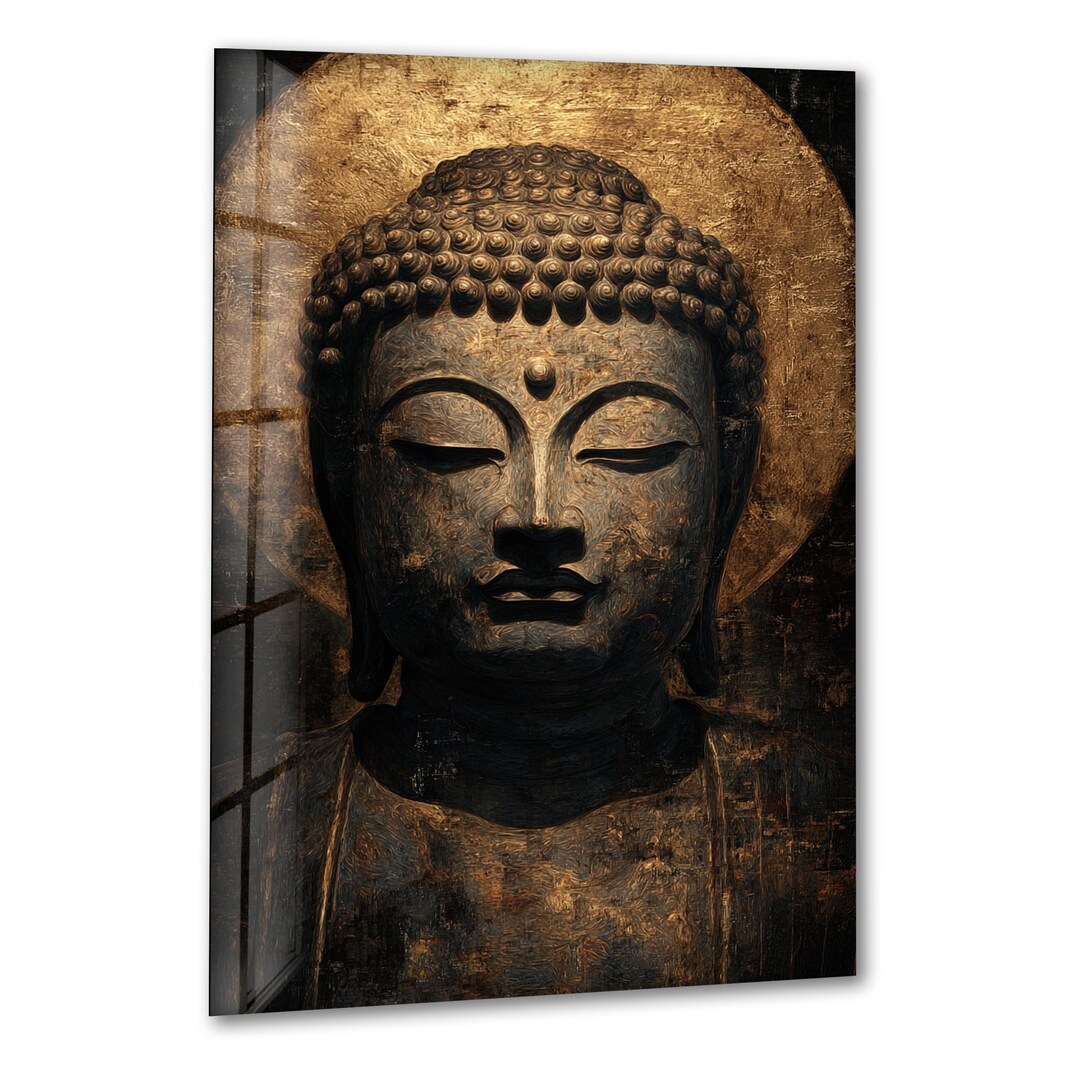 Golden Buddha Tempered Glass Wall Art – Spiritual Decor - Etsy