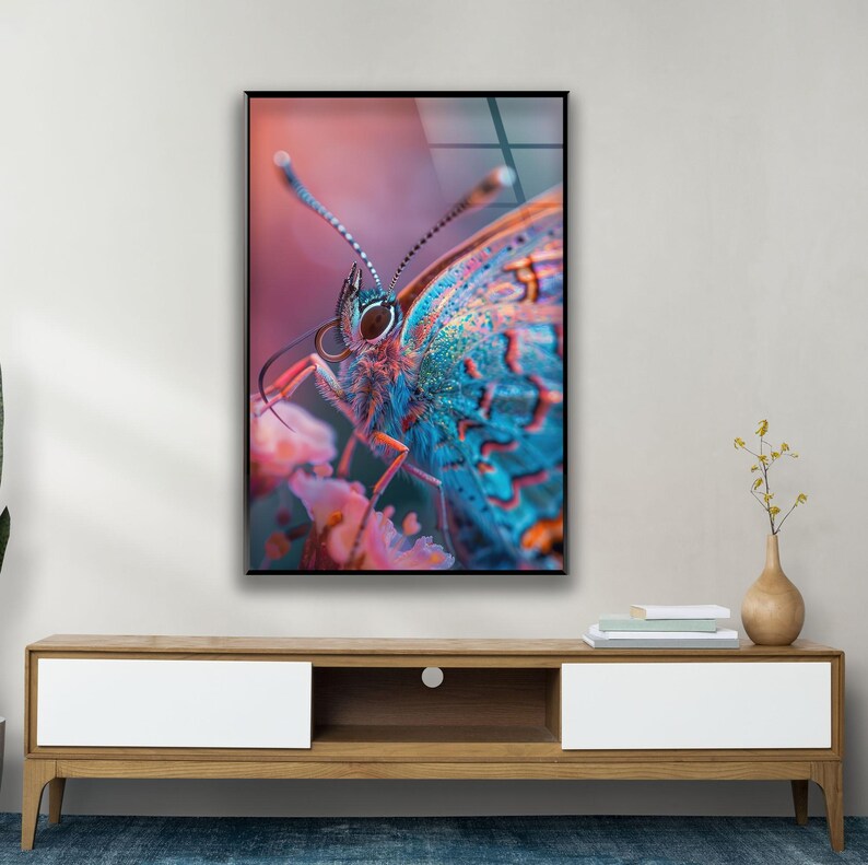 Butterfly Glass Wall Art Tempered Glass Home Decor Etsy