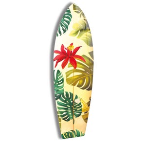 Tropical Surfboard Tempered Glass Wall Art: Asymmetrical Decor
