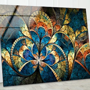 Tempered Glass Wall Art, Floral Glass Printing,  Extra Large Wall Art, Abstract Flower Wall Art, Stained Floral Wall Art