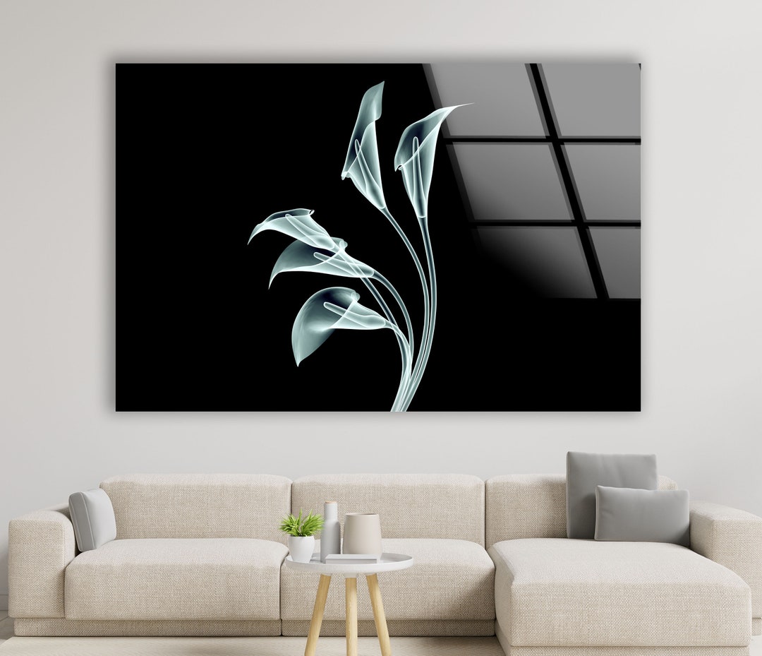Xray Flower Wall Artblack Flower Wall Arttempered Glass Wall Art