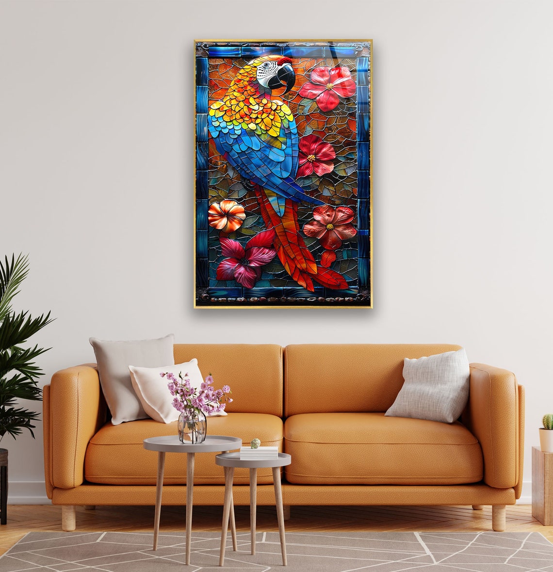Colorful Parrot Made of Tempered Glass Wall Decor for Sale Photographs