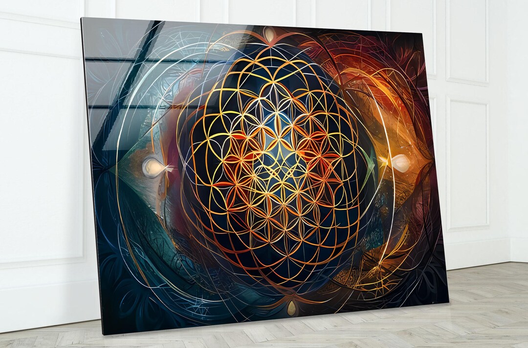Sacred Geometry Tempered Glass Wall Art: Flower of Life Print - Etsy