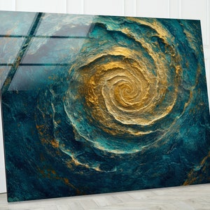 Gold Fractal Tempered Glass Wall Art: Abstract Print