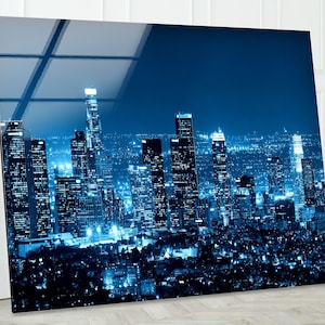 Cityscape Tempered Glass Wall Art: Modern Skyline Photo Print
