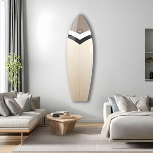 Tempered Glass Wall Art-Beige Surfboard Wall art-Glass Art photo print-Wall Surfboard-Surfboard Art-Surfboard Glass Decor-Glass Wall Decor
