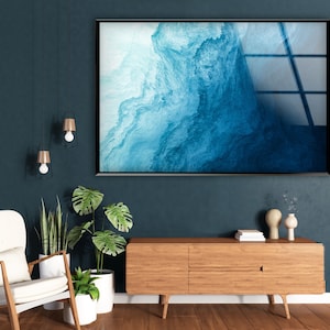 Blue Wave Tempered Glass Wall Art: Modern Ocean Print
