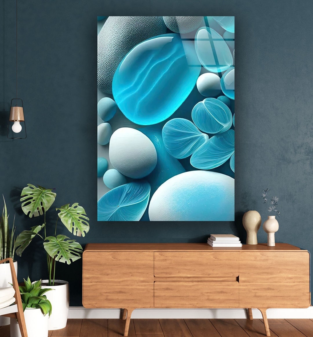 Blue Zen Spa Stones Tempered Glass Wall Art: Abstract Print - Etsy Canada
