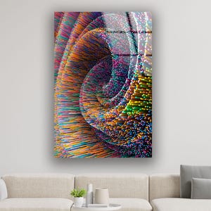 Colorful Spiral Fractal Tempered Glass Wall Art: Modern Art Print