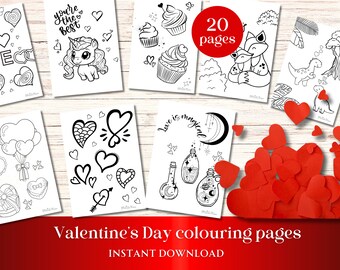 Valentines Day Colouring sheets - 20 Colouring pages - Printable Coloring pages - Coloring sheets - Valentines Coloring pages printable