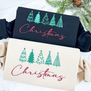 Kersttrui geborduurd, kersttrui met ronde hals, geborduurd kerstsweater, kersttrui geborduurd cadeau