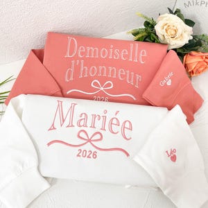 Custom Embroidered Mariée/Demoiselle d'Honneur Sweatshirt, EVJF Bridal Party Gift, Bachelorette & Wedding Favor
