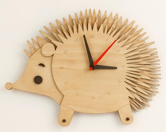 Large Wall Clock Handmade Hedgehog Gift for Birthday | Nursery or Bedroom Decor