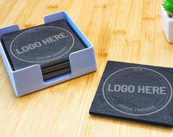Posavasos grabados: pizarra personalizada, redonda o cuadrada, diseño personalizado