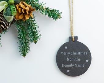 Christmas Tree Decoration - Personalised Bauble - Custom Laser Engraved Text